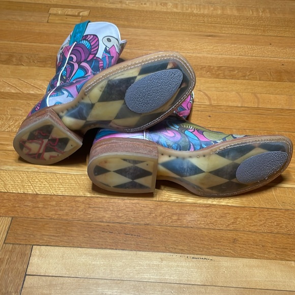 TIN HAUL Mardi Gras cowboy western boots square toe RARE 8 VGUC - Picture 5 of 8